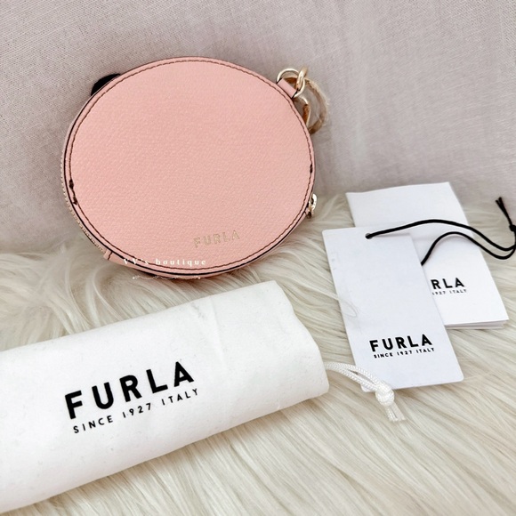 NWT Furla x LINEFRIENDS Coin Case Teddy Bear Toni Candy Rose Brown WP00045 RARE - Picture 5 of 9